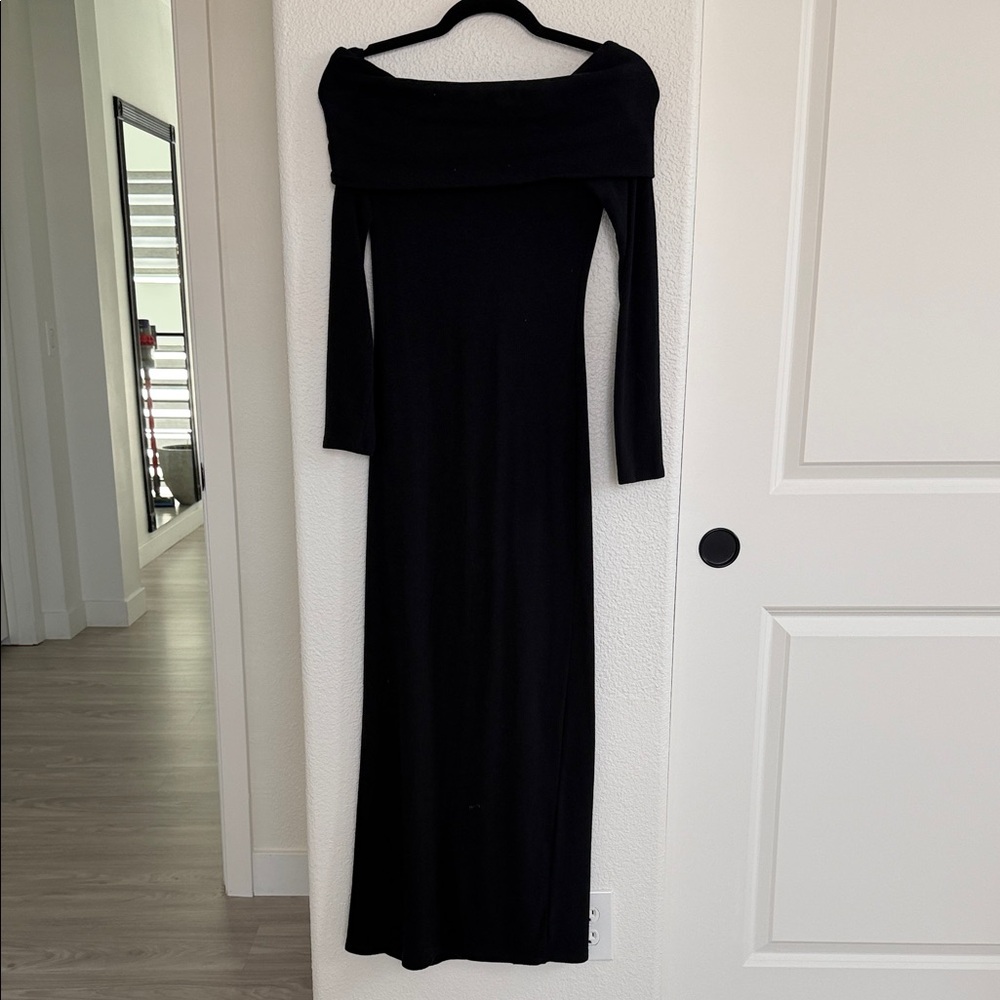 Black off the shoulder knit dress